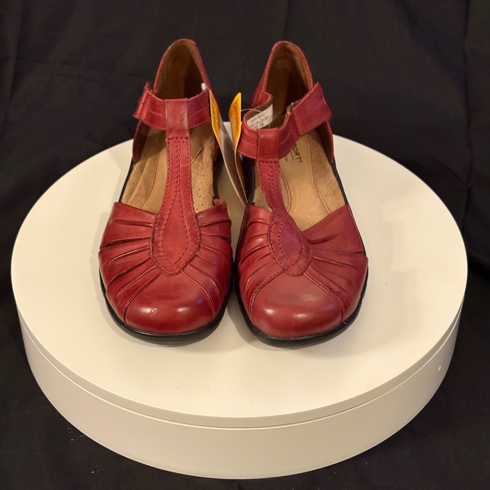 Rockport Women's Red Leather T-Strap Shoes